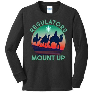 Christmas Regulars Mount Up Three Wise Men Kids Long Sleeve Shirt