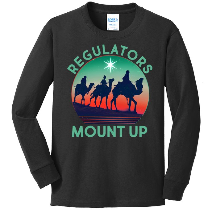 Christmas Regulars Mount Up Three Wise Men Kids Long Sleeve Shirt