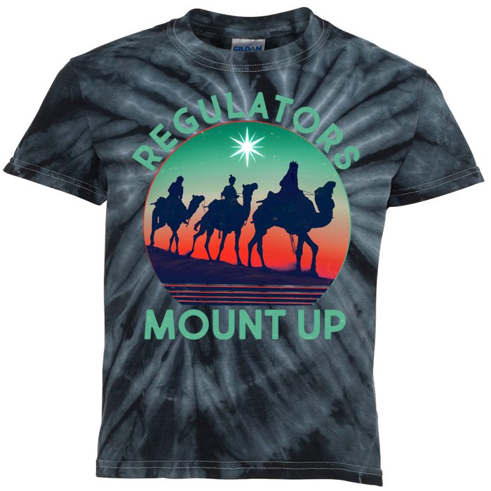 Christmas Regulars Mount Up Three Wise Men Kids Tie-Dye T-Shirt