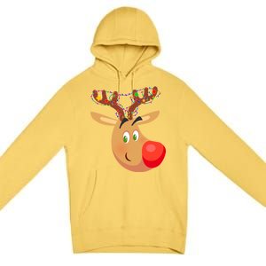 Christmas Reindeer Antler Lights Premium Pullover Hoodie