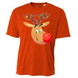 Christmas Reindeer Antler Lights Cooling Performance Crew T-Shirt