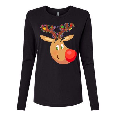 Christmas Reindeer Antler Lights Womens Cotton Relaxed Long Sleeve T-Shirt