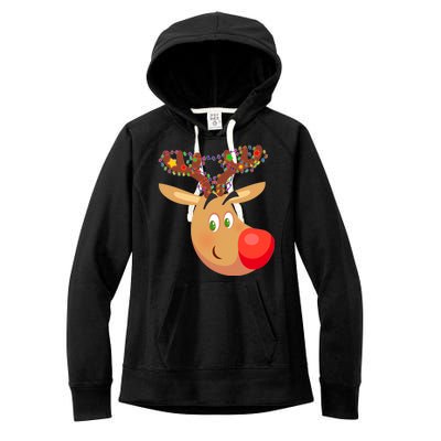 Christmas Reindeer Antler Lights Women's Fleece Hoodie