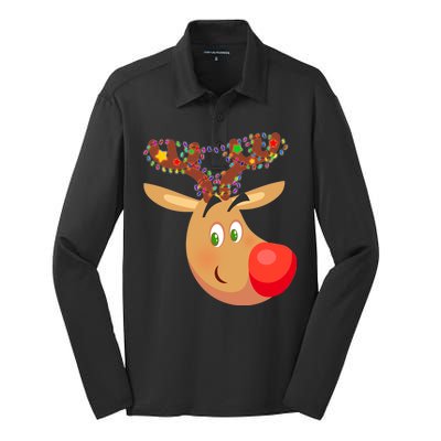 Christmas Reindeer Antler Lights Silk Touch Performance Long Sleeve Polo