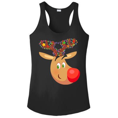 Christmas Reindeer Antler Lights Ladies PosiCharge Competitor Racerback Tank