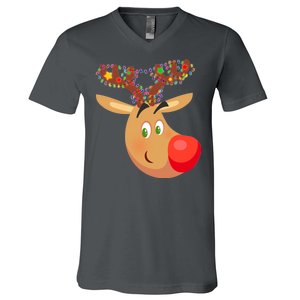 Christmas Reindeer Antler Lights V-Neck T-Shirt