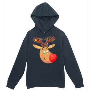 Christmas Reindeer Antler Lights Urban Pullover Hoodie