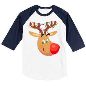 Christmas Reindeer Antler Lights Baseball Sleeve Shirt