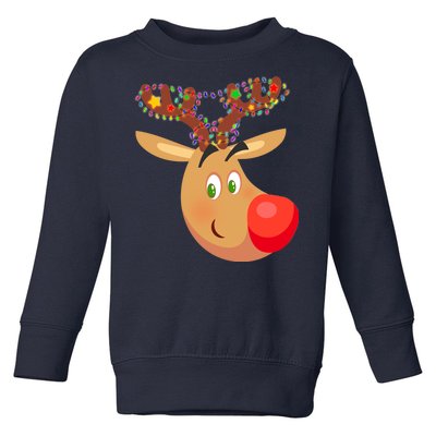 Christmas Reindeer Antler Lights Toddler Sweatshirt