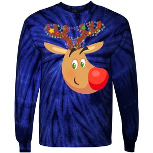 Christmas Reindeer Antler Lights Tie-Dye Long Sleeve Shirt