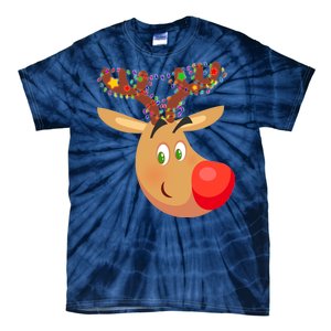 Christmas Reindeer Antler Lights Tie-Dye T-Shirt