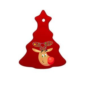 Christmas Reindeer Antler Lights Ceramic Tree Ornament