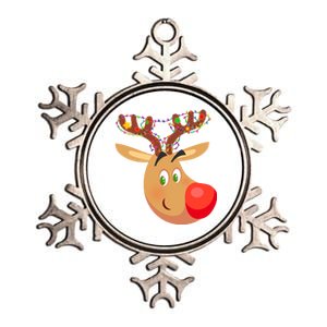 Christmas Reindeer Antler Lights Metallic Star Ornament