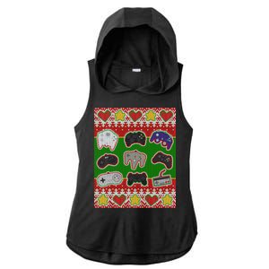 Christmas Retro Video Game Controllers Ugly Sweater Ladies PosiCharge Tri-Blend Wicking Draft Hoodie Tank