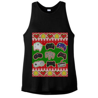 Christmas Retro Video Game Controllers Ugly Sweater Ladies PosiCharge Tri-Blend Wicking Tank
