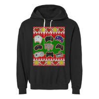 Christmas Retro Video Game Controllers Ugly Sweater Garment-Dyed Fleece Hoodie