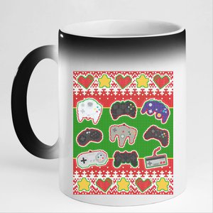 Christmas Retro Video Game Controllers Ugly Sweater 11oz Black Color Changing Mug