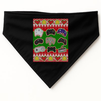 Christmas Retro Video Game Controllers Ugly Sweater USA-Made Doggie Bandana