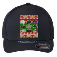Christmas Retro Video Game Controllers Ugly Sweater Flexfit Unipanel Trucker Cap