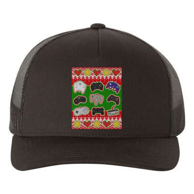 Christmas Retro Video Game Controllers Ugly Sweater Yupoong Adult 5-Panel Trucker Hat