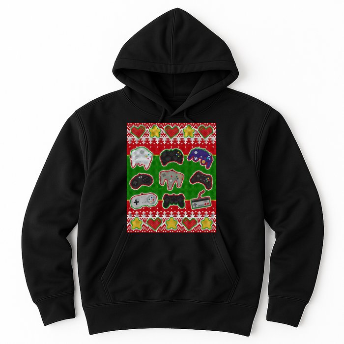 Christmas Retro Video Game Controllers Ugly Sweater Hoodie