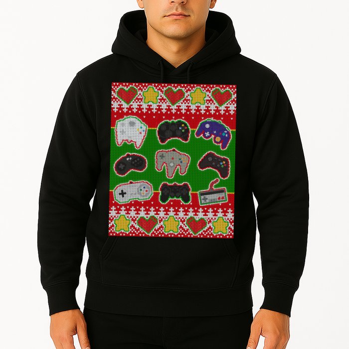 Christmas Retro Video Game Controllers Ugly Sweater Hoodie