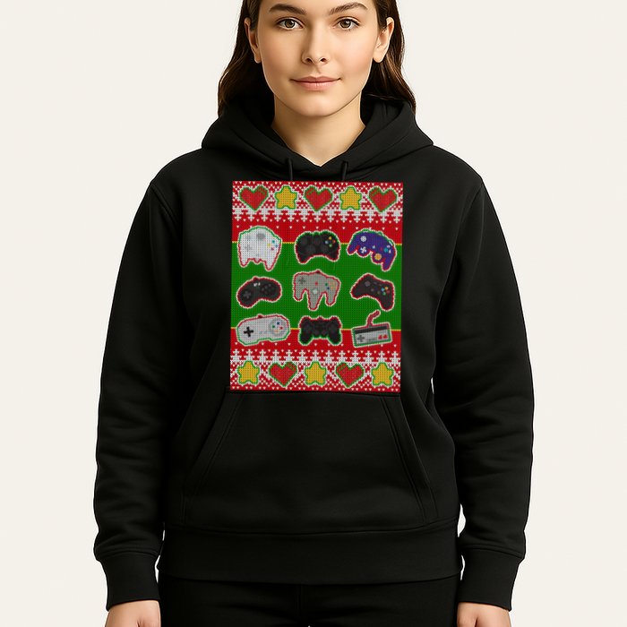 Christmas Retro Video Game Controllers Ugly Sweater Hoodie