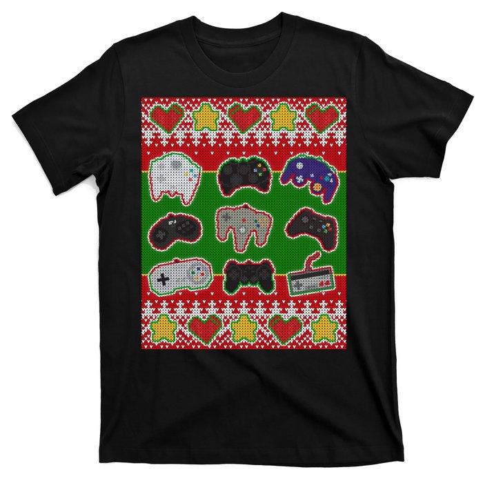 Christmas Retro Video Game Controllers Ugly Sweater T-Shirt