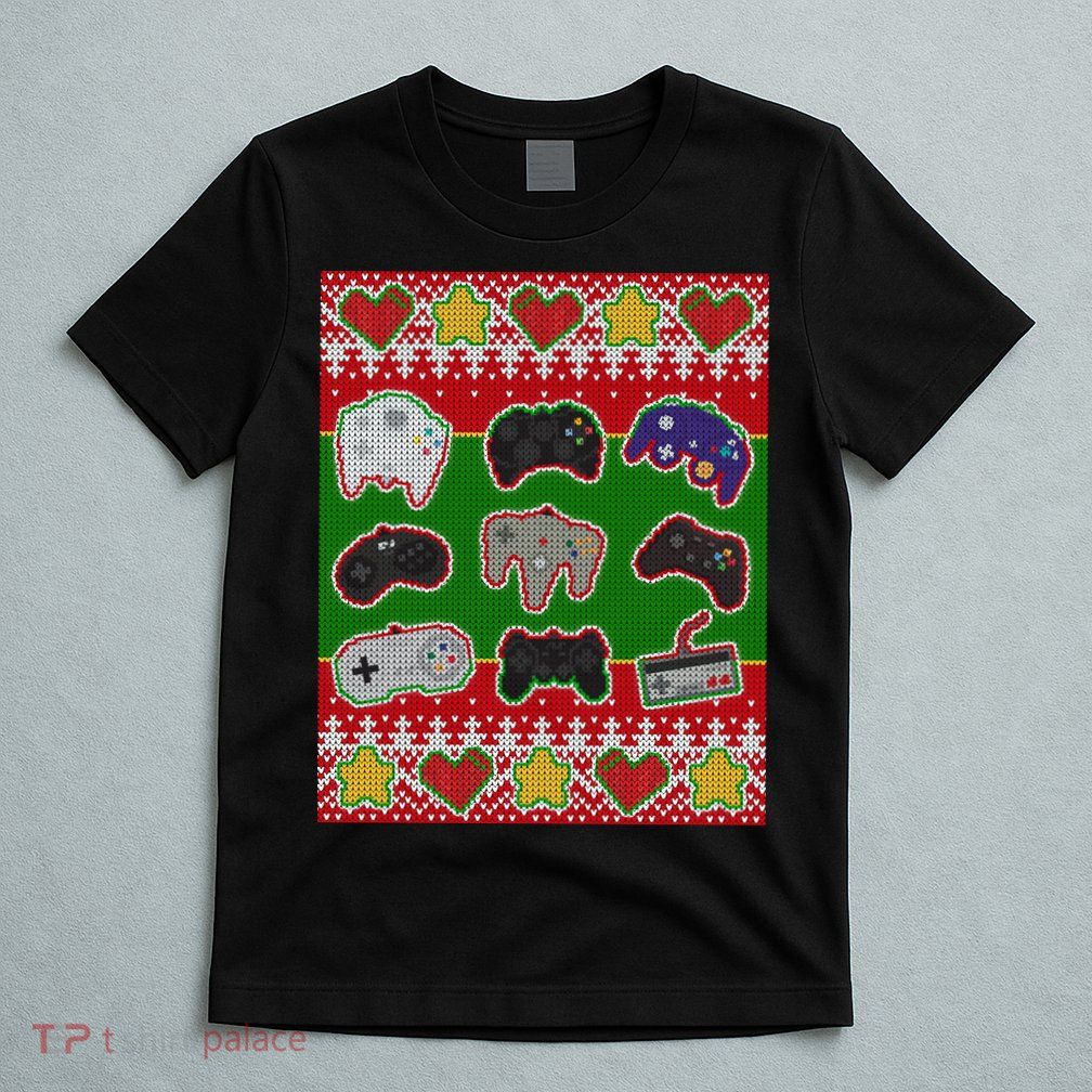 Christmas Retro Video Game Controllers Ugly Sweater T-Shirt