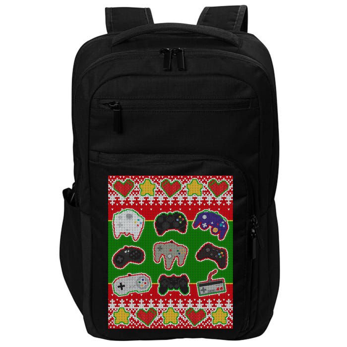 Christmas Retro Video Game Controllers Ugly Sweater Impact Tech Backpack