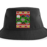 Christmas Retro Video Game Controllers Ugly Sweater Sustainable Bucket Hat