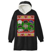 Christmas Retro Video Game Controllers Ugly Sweater Hooded Wearable Blanket