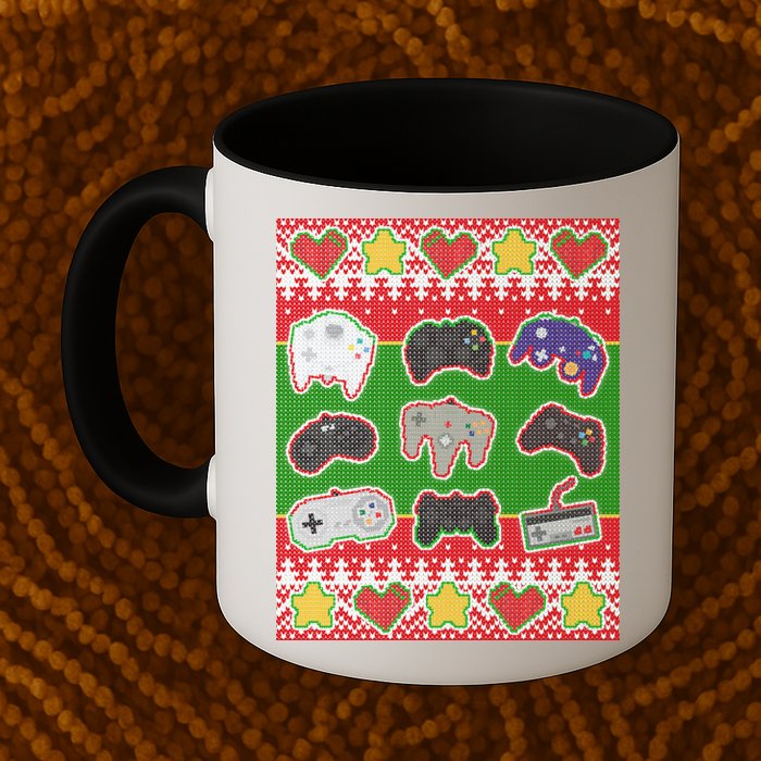 Christmas Retro Video Game Controllers Ugly Sweater Mug