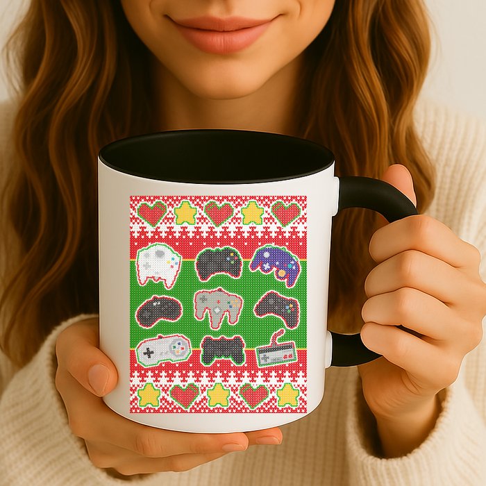 Christmas Retro Video Game Controllers Ugly Sweater Mug