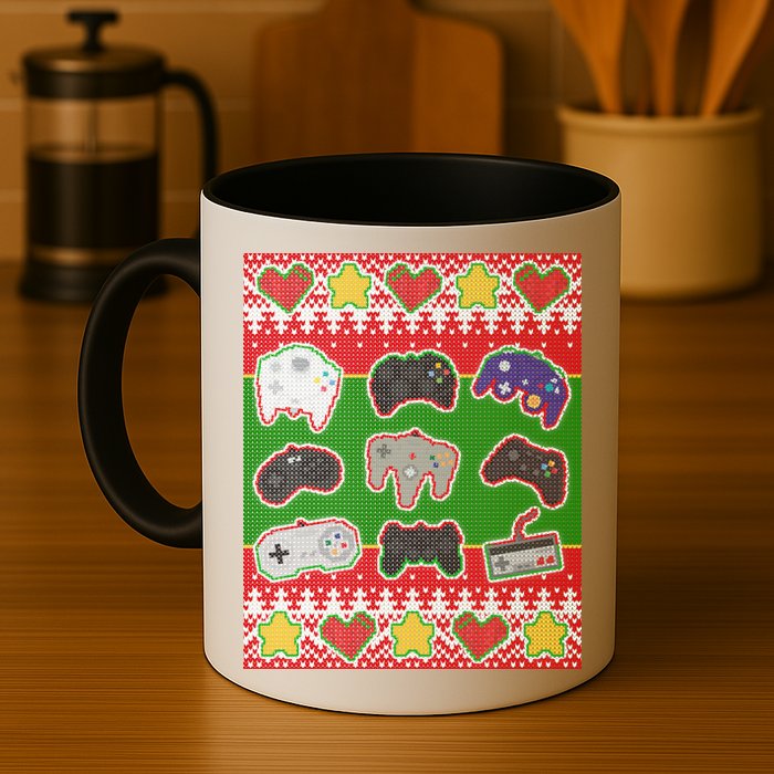 Christmas Retro Video Game Controllers Ugly Sweater Mug
