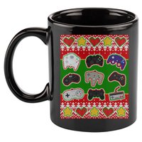 Christmas Retro Video Game Controllers Ugly Sweater 11oz C Handle Ceramic Mug