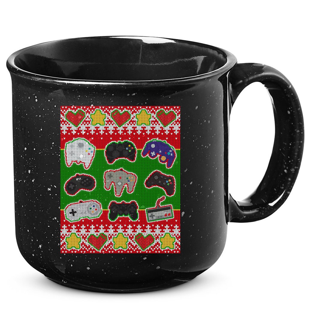 Christmas Retro Video Game Controllers Ugly Sweater 15oz Campfire Ceramic Mug