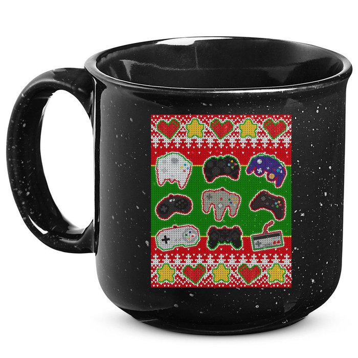 Christmas Retro Video Game Controllers Ugly Sweater 15oz Campfire Ceramic Mug