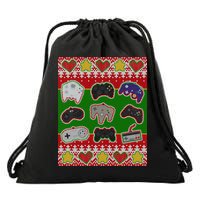 Christmas Retro Video Game Controllers Ugly Sweater Drawstring Bag