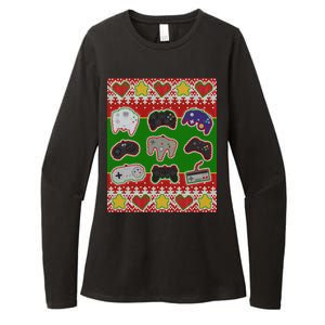 Christmas Retro Video Game Controllers Ugly Sweater Womens CVC Long Sleeve Shirt