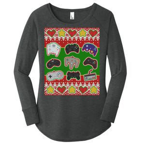 Christmas Retro Video Game Controllers Ugly Sweater Women's Perfect Tri Tunic Long Sleeve Shirt