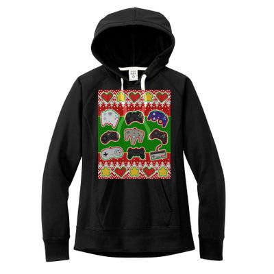 Christmas Retro Video Game Controllers Ugly Sweater Women's Fleece Hoodie