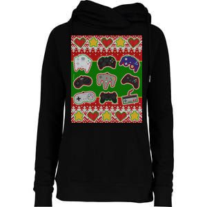 Christmas Retro Video Game Controllers Ugly Sweater Womens Funnel Neck Pullover Hood