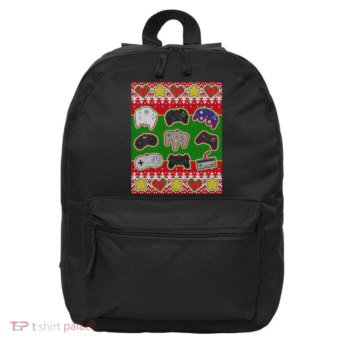 Christmas Retro Video Game Controllers Ugly Sweater 16 in Basic Backpack
