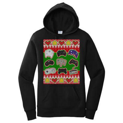 Christmas Retro Video Game Controllers Ugly Sweater Women's Pullover Hoodie