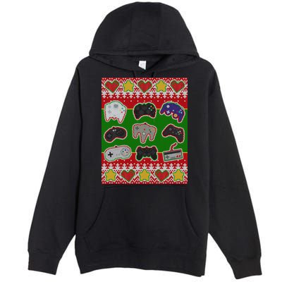Christmas Retro Video Game Controllers Ugly Sweater Premium Pullover Hoodie