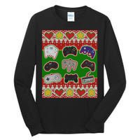 Christmas Retro Video Game Controllers Ugly Sweater Tall Long Sleeve T-Shirt