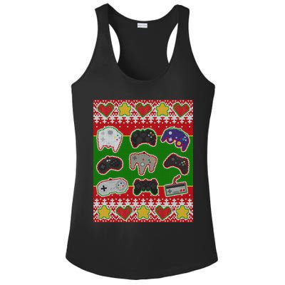 Christmas Retro Video Game Controllers Ugly Sweater Ladies PosiCharge Competitor Racerback Tank