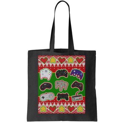 Christmas Retro Video Game Controllers Ugly Sweater Tote Bag