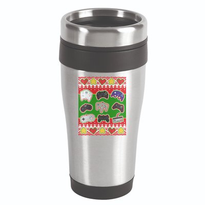 Christmas Retro Video Game Controllers Ugly Sweater 16oz Travel Tumbler
